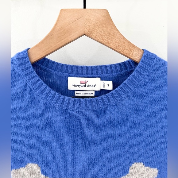 Vineyard Vines Cross-bone Whale Cashmere Blend Sweater Blue Size Small - Picture 5 of 6